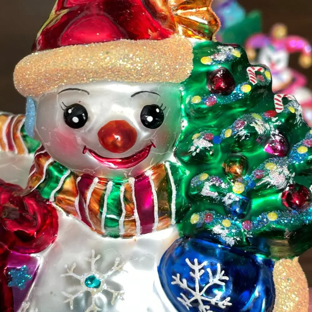 Christopher Radko Chubby Cheer Delight Snowman Ornament & Stand Vtg 2000 READ